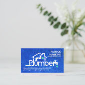 Carte De Visite Frappe Bleu Plumber Home Piping (Debout devant)