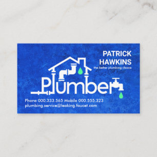 Carte De Visite Frappe Bleu Plumber Home Piping