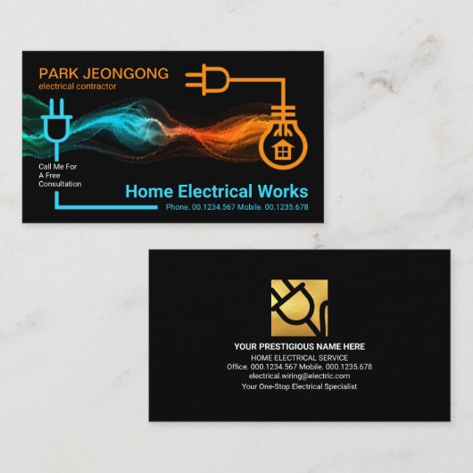 Carte De Visite Frapper Favy Électrique Éclair Câblage (Devant / Derrière)