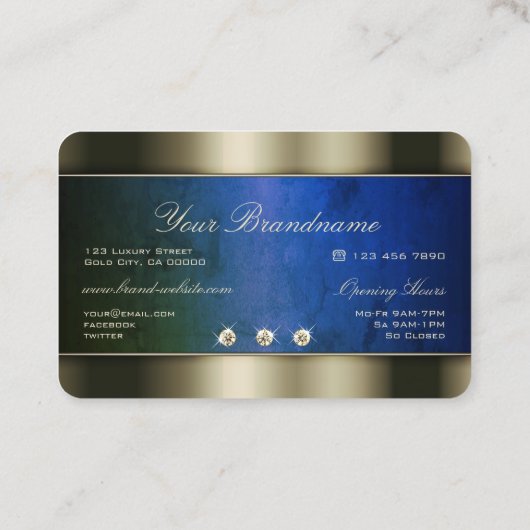 Carte De Visite Frapper les bordures Chrome Vert Bleu Marbre Motif (Dos)