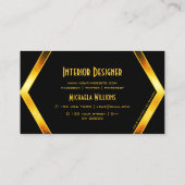 Carte De Visite Frapper noir Géométrique Orange Shimmer avec logo (Dos)