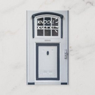 Carte De Visite Frapper sur la porte blanche drôle d'ouverture d'a