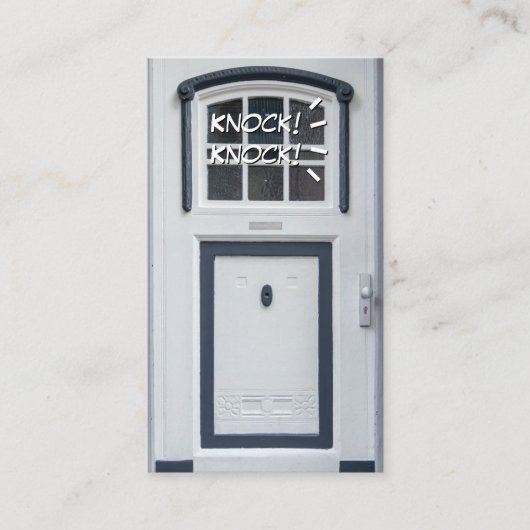 Carte De Visite Frapper sur la porte blanche drôle d'ouverture d'a (Devant)