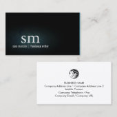 Carte De Visite Freelance Writer Author Novelist Monogram (Devant / Derrière)