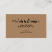 Carte De Visite Freelance Writer Minimal Warm Brown (Devant)