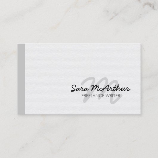 Carte De Visite Freelance Writer Monogram Business Card (Devant)
