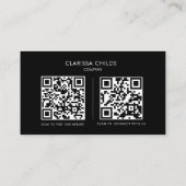 Carte De Visite Freelancer Formellement Minimaliste Simple Qr Code (Dos)