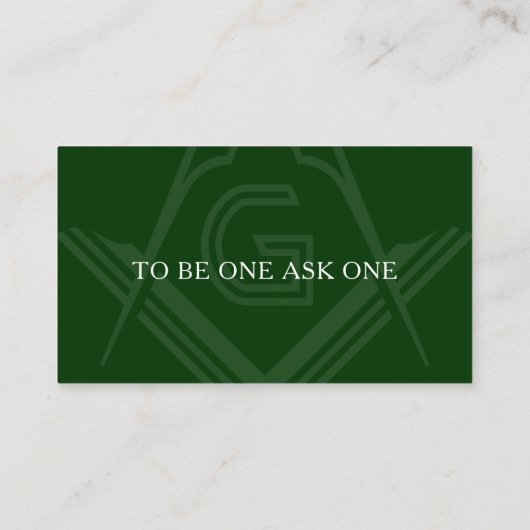 Carte De Visite Freemason Green et Gold Masonic (Dos)