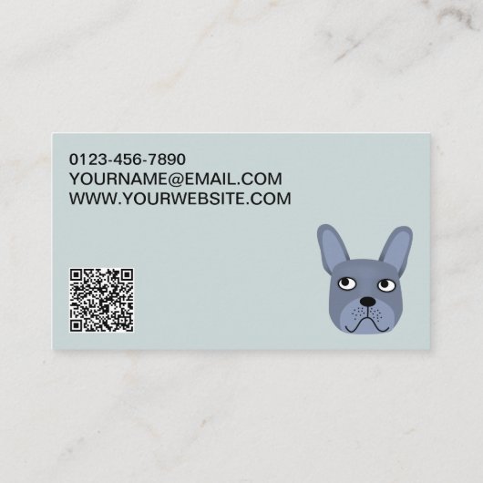 Carte De Visite French Bulldog Pet Services Code QR (Dos)