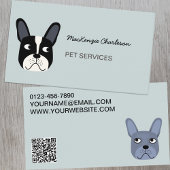 Carte De Visite French Bulldog Pet Services Code QR