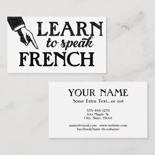 Carte De Visite French Language Lessons Business Cards (Devant / Derrière)