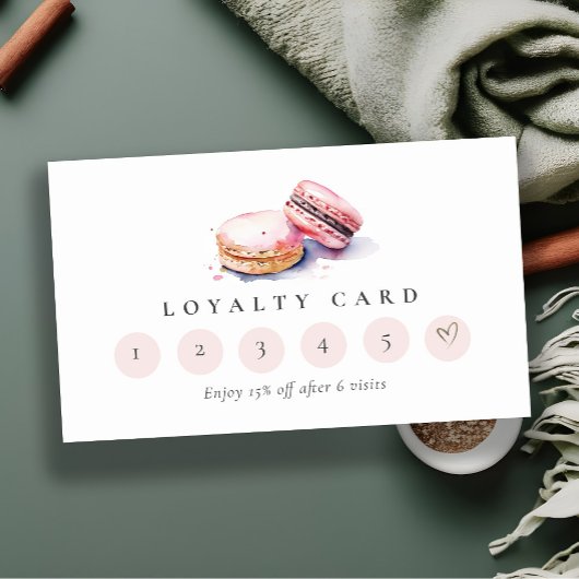 Carte De Visite French Macarons Bakery 6 Punch Loyalty Card