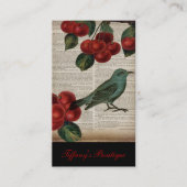 Carte De Visite frentry bird retro botanical red cherry (Devant)