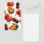 Carte De Visite Fresh Fruit Pattern – Strawberry, Cherry & Mango A (Devant / Derrière)