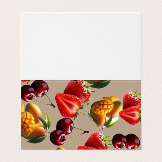 Carte De Visite Fresh Fruit Pattern – Strawberry, Cherry & Mango A (Extérieur déplié)