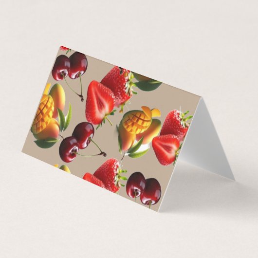 Carte De Visite Fresh Fruit Pattern – Strawberry, Cherry & Mango A (Devant)