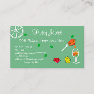 Carte De Visite Fresh Juice Shop Name Card Jewel