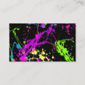 Carte De Visite Fresh Retro Neon Paint Splatter sur Black 80s Part (Dos)