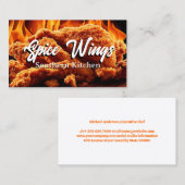 Carte De Visite Fried Chicken Fire Background (Devant / Derrière)