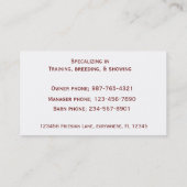 Carte de visite frison de cheval (Dos)