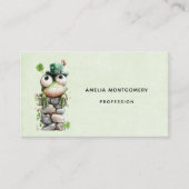 Carte De Visite Frog with Green Hat and Shamrock Cute (Devant)