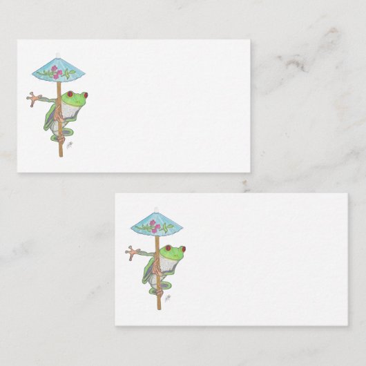 CARTE DE VISITE FROG WITH SUN UMBRELLA (Devant / Derrière)