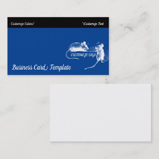 Carte De Visite Fromage Souris Art - Deux souris (Devant / Derrière)