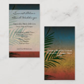 Carte De Visite Frondes tropicales de paume de coucher du soleil (Devant / Derrière)