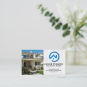 Carte De Visite Front Yard Home | Modern Blue Real Estate Logo (Debout devant)