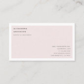 Carte de visite frontalier blanc rose pâle minimal (Devant)