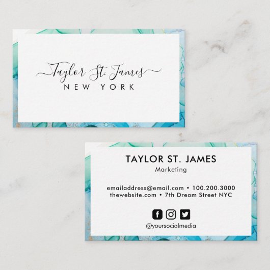 Carte de visite frontalier bleu vert (Devant / Derrière)