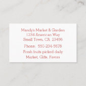 Carte de visite frontalier des fruits du marché ag (Dos)