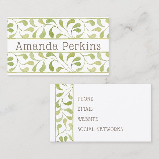 Carte de visite frontalier Feuille moderne (Devant / Derrière)