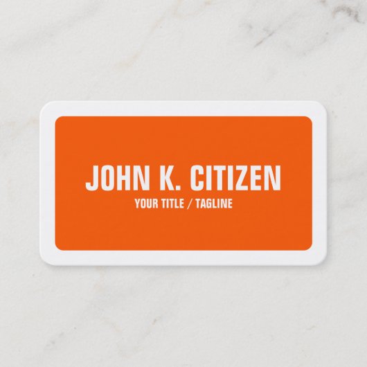 Carte De Visite Frontière arrondie de coins orange simple et blanc (Devant)