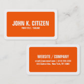 Carte De Visite Frontière arrondie de coins orange simple et blanc (Devant / Derrière)