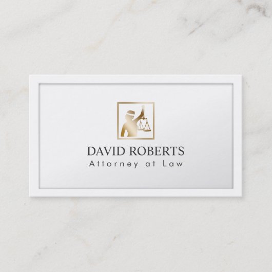 Carte De Visite Frontière de Madame Justice Logo Elegant White (Devant)