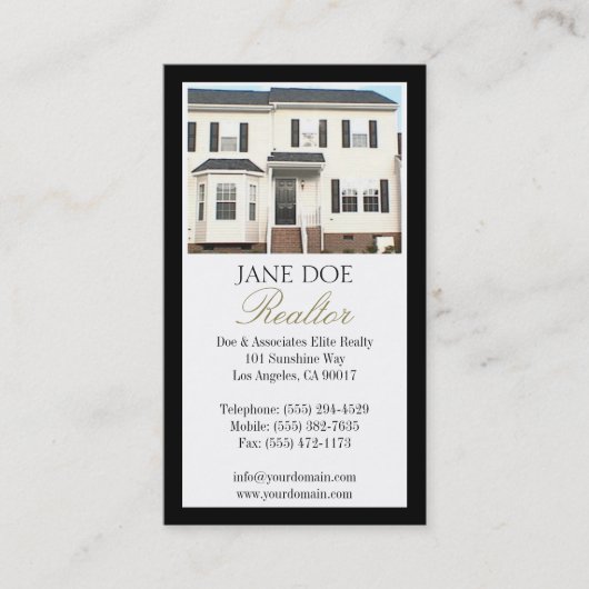 Carte De Visite Frontière de manuscrit d'or de photo de l'agent (Devant)