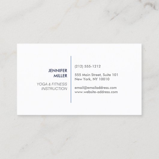 CARTE DE VISITE FRONTIÈRE DÉCORATIVE BLEUE ET BLANCHE (Dos)