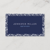 CARTE DE VISITE FRONTIÈRE DÉCORATIVE BLEUE ET BLANCHE (Devant)