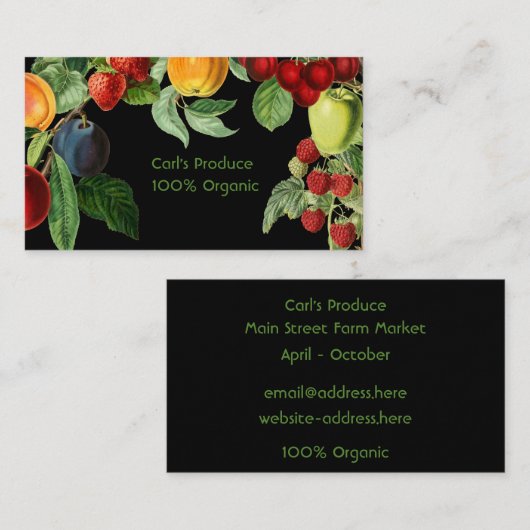 Carte De Visite Frontière des fruits (Devant / Derrière)