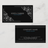 Carte De Visite Frontière florale argentée (Devant / Derrière)