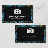 Carte De Visite Frontière florale | Icône caméra (Devant / Derrière)