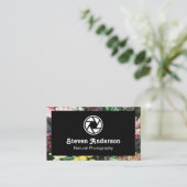 Carte De Visite Frontière florale | Logo de la caméra (Debout devant)
