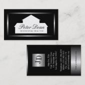 Carte De Visite Frontière métallique en métal argenté d'agent (Devant / Derrière)