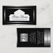 Carte De Visite Frontière métallique en métal argenté d'agent (Devant / Derrière)