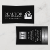 Carte De Visite Frontière métallique en métal argenté d'agent (Devant / Derrière)