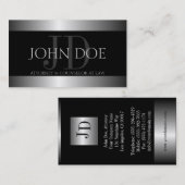 Carte De Visite Frontière métallique en métal argenté de (Devant / Derrière)