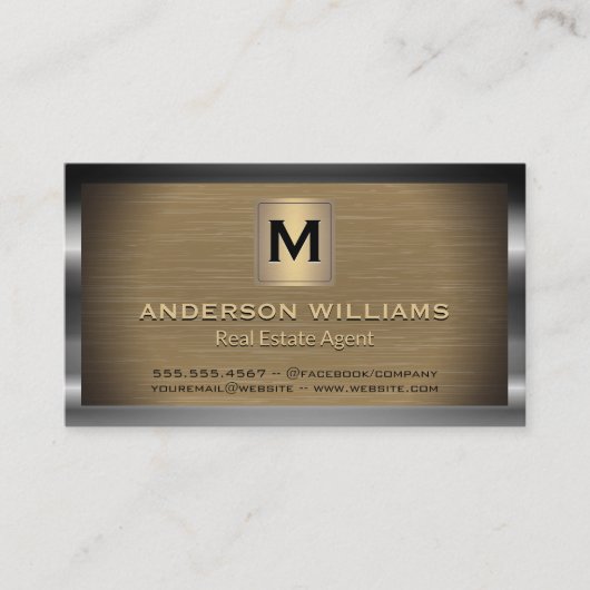 Carte De Visite Frontière métallique et Arrière - plan | Monogramm (Devant)