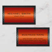 Carte De Visite Frontière moderne orange rouge en métal d'acier (Devant / Derrière)