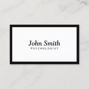 Carte De Visite Frontière noire minimaliste de psychologue